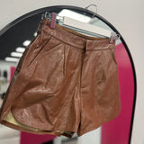 Leather Brown Shorts