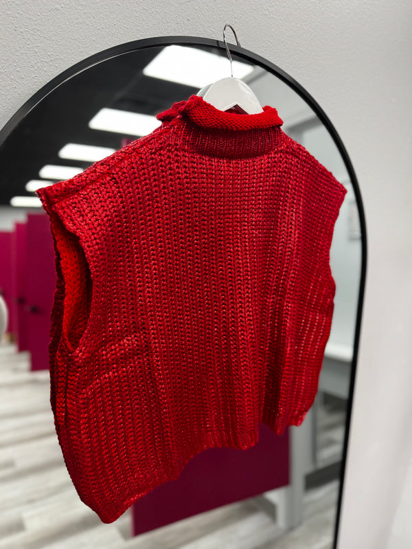 Holiday Gleam Metallic Sweater | Red