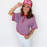 Sugar Rush Stripe Top | Red and Blue