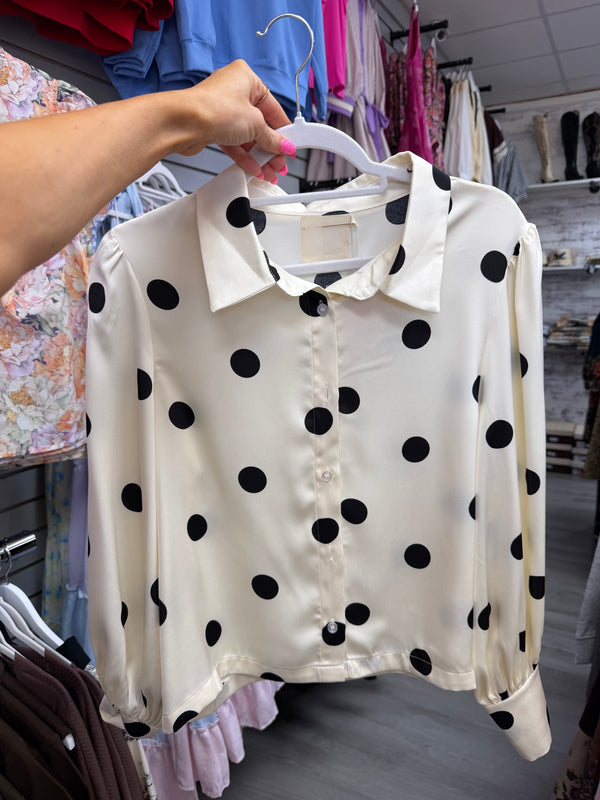 Point Me Out Polka Dot Button Up