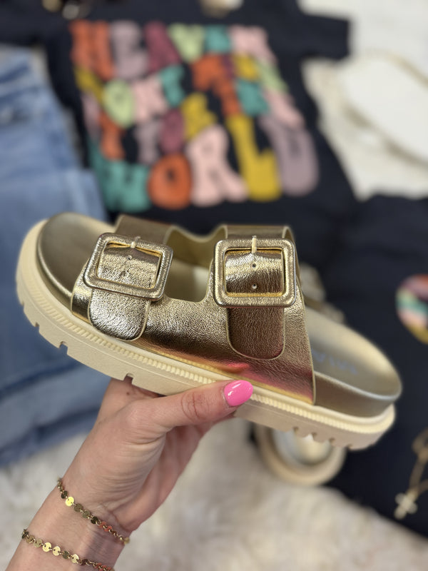 Gold Slide Sandals | MIA