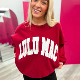 Crimson and White Lulu Mac Embroidery Sweatshirt
