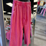 Acid Wash Fleece Palazzo Sweatpants With Pockets