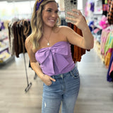 Bow Lilac Purple Crop Top