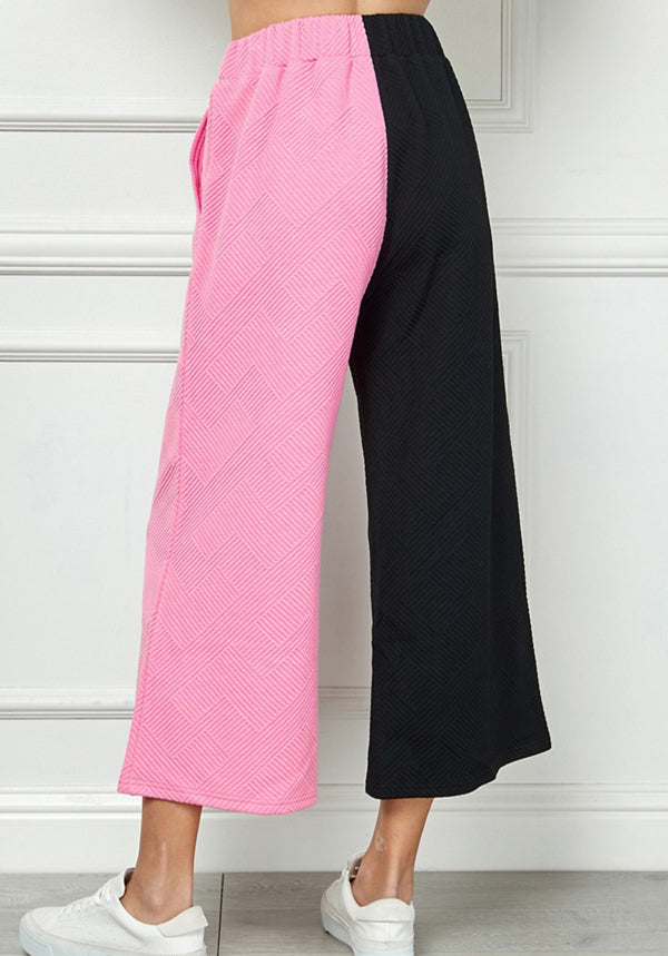 Double Take - Textured Color Block Pants