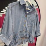 Dreamy Little Denim Ruffle Top