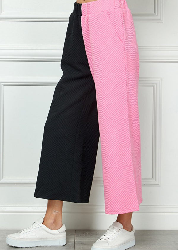 Double Take - Textured Color Block Pants