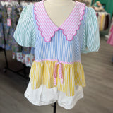 Hop On By Stripe Pastel Top