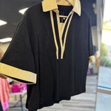 Black Collar Detail Top