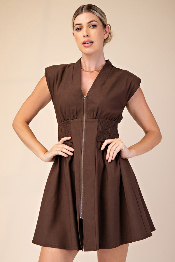 Brown Zipper Dress