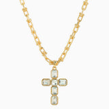 Pave Cross U Link Chain Necklace