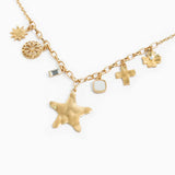 Hammered Large Star Multi Charm Necklace