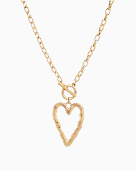 Large Hammered Heart Toggle Necklace