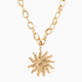 Sunburst Hammered Gold Necklace