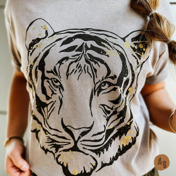 Tiger Graphic Tee with Gold Foil