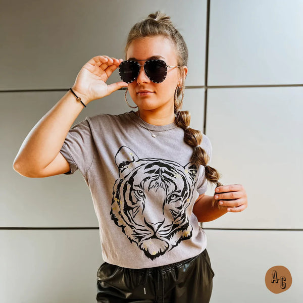 Tiger Graphic Tee with Gold Foil