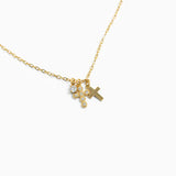 Dainty Faith Triple Charm Cross Necklace
