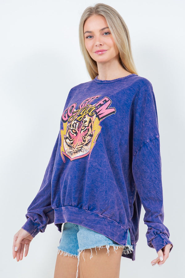 Go Tigers Acid Wash Sweatshirt