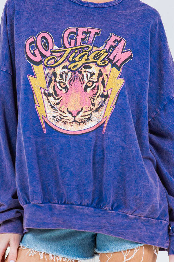 Go Tigers Acid Wash Sweatshirt