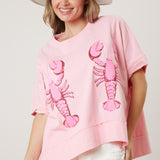 Here for the Crawfish Sequin Top - Pink