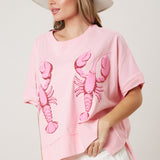 Here for the Crawfish Sequin Top - Pink