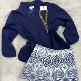 Navy Longer Sleeve Top