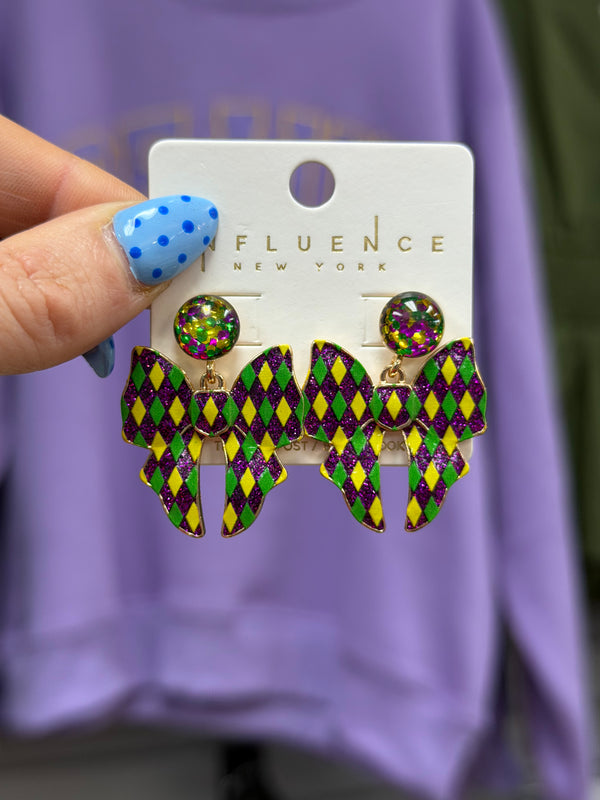 Harlequin Queen Bow Earrings