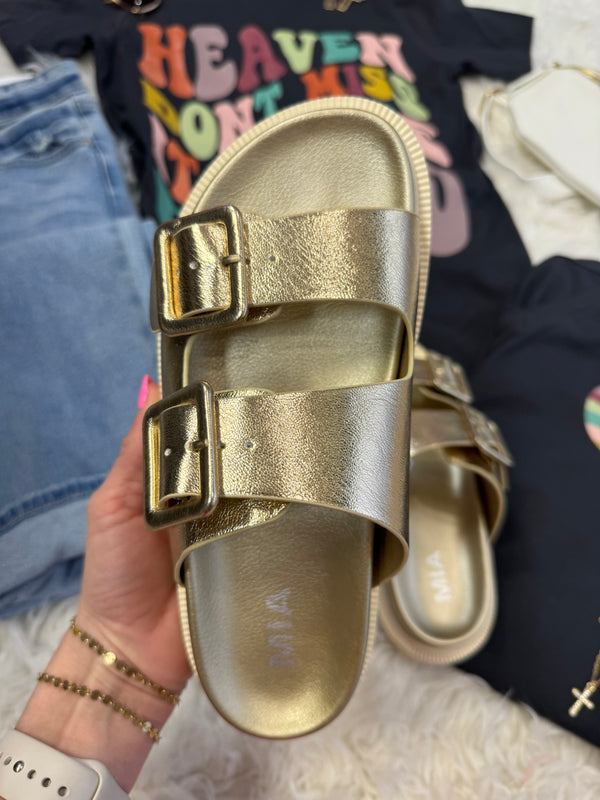 Gold Slide Sandals | MIA