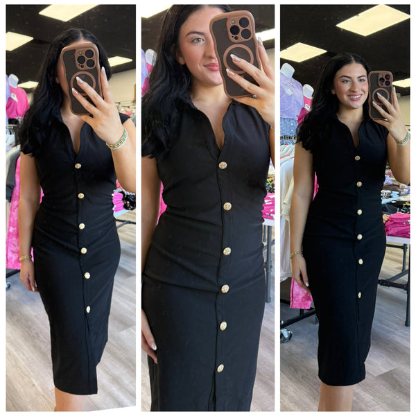 Just You and Me V-Neck Midi Shirt Dress