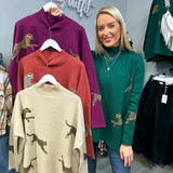 Cheetah Mock Neck Sweater - Various Colors and Plus!