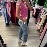 The Hanna High Rise Crop Cargo Denim