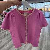 Blushing Lace Trim Knit Top