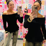 The Sweet Intentions Off-The-Shoulder Top Black