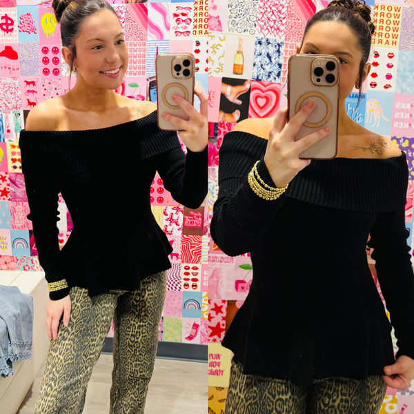 The Sweet Intentions Off-The-Shoulder Top Black