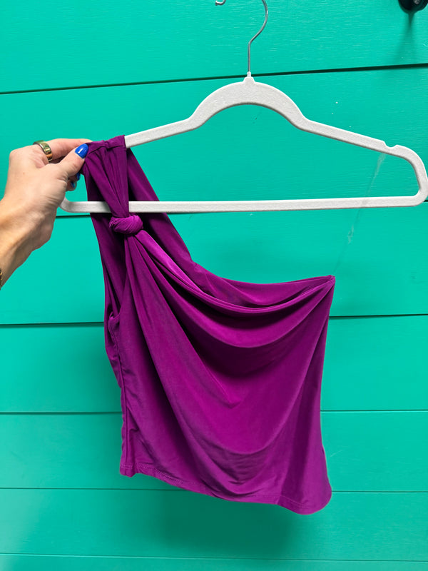 One Shoulder Knot Purple Top