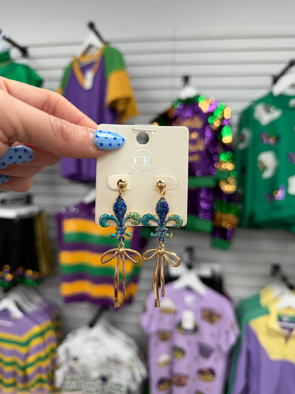 Fleur De Lis and Bow Earring