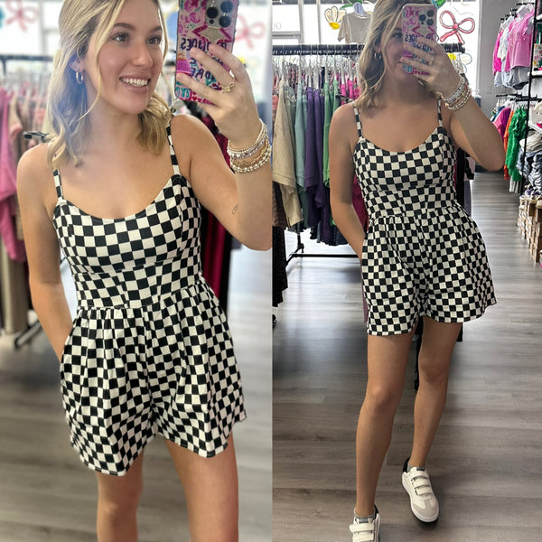 Out of  My Way Checkered Romper