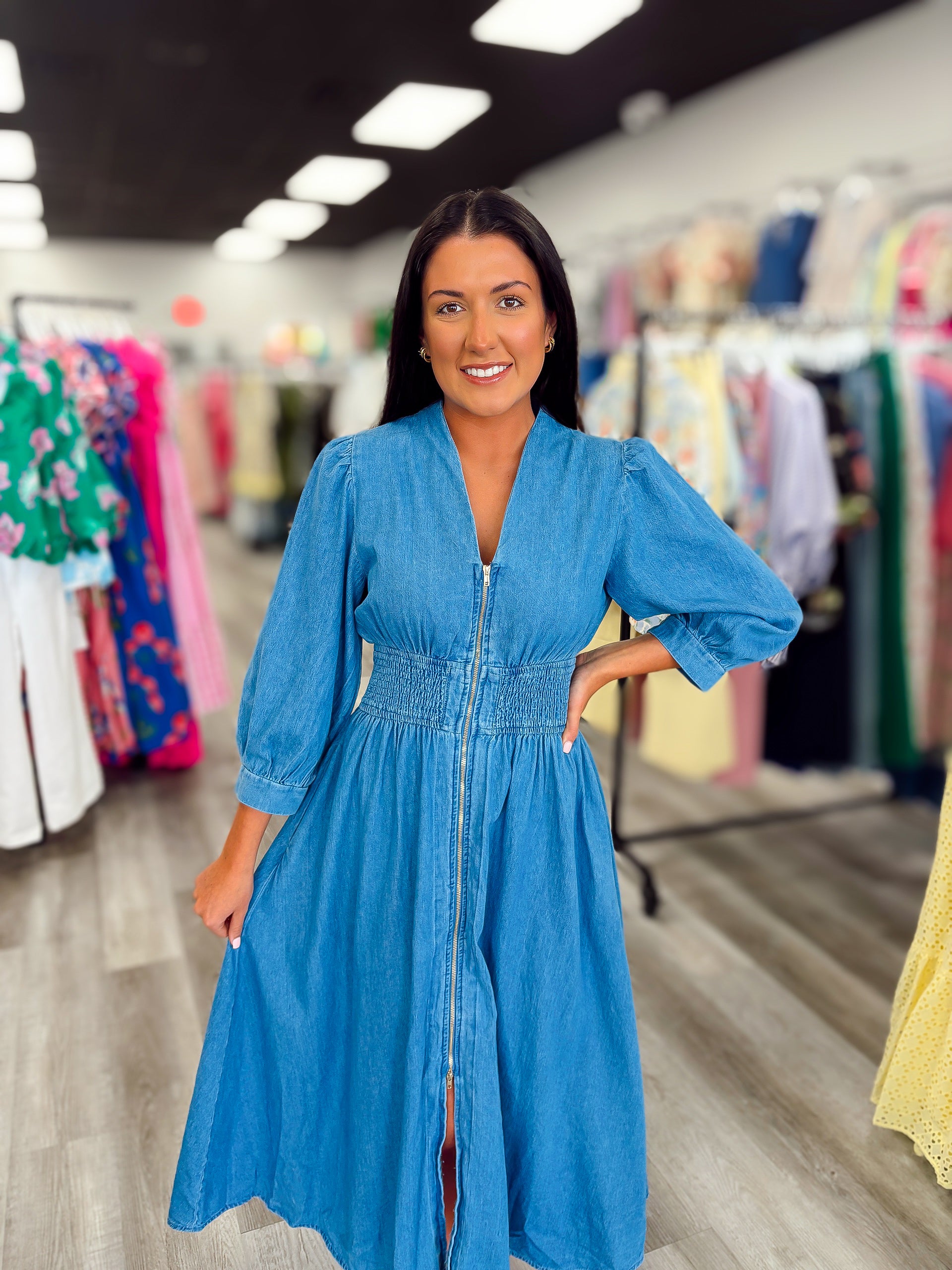 The Everyday Denim Midi Dress