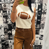 Football Knit Sleeveless Sweater with Rhinestones on