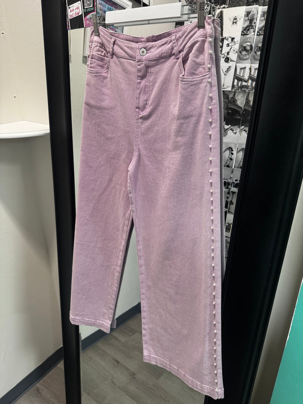 Pearl Detail Jeans - Lavender
