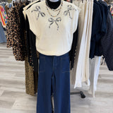 Bow Rhinestone Sweater
