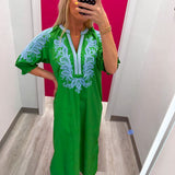 The Green and Blue  Luxe Embroidered Midi