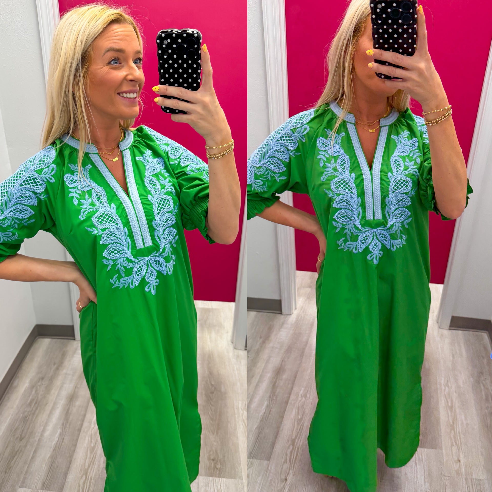 The Green and Blue  Luxe Embroidered Midi