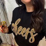Cheers Long Sleeve Graphic Tee Embordered Shirt