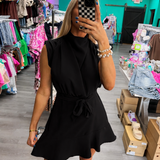 Chic Intentions Black Cowl Neck Sleeveless Mini Dress