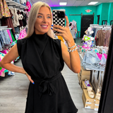 Chic Intentions Black Cowl Neck Sleeveless Mini Dress