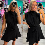 Chic Intentions Black Cowl Neck Sleeveless Mini Dress