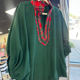 Evergreen Energy Plaid Detail Top