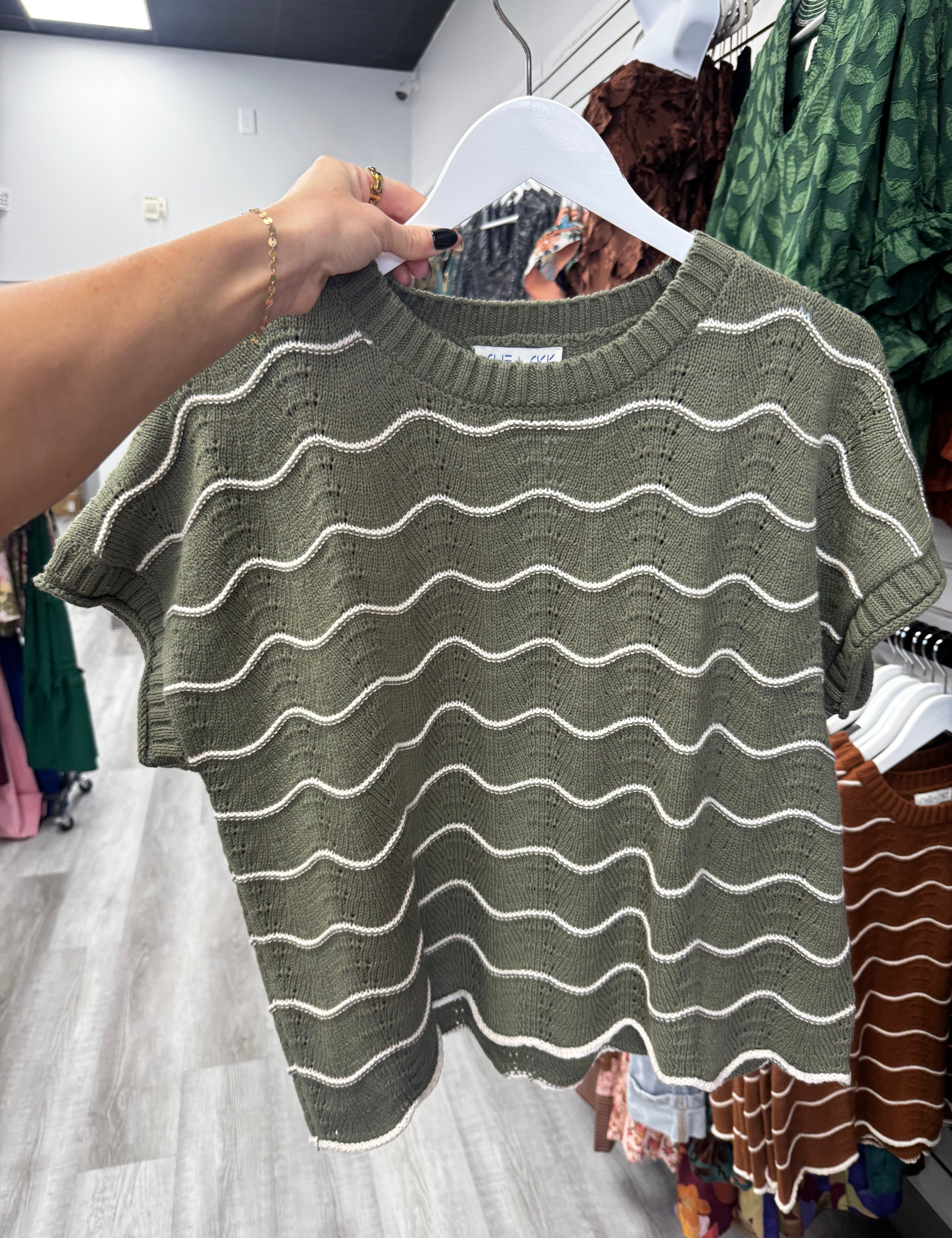 Between The Lines Scallop Sweater