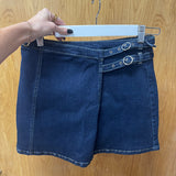 Denim Crossover Buckle Skirt